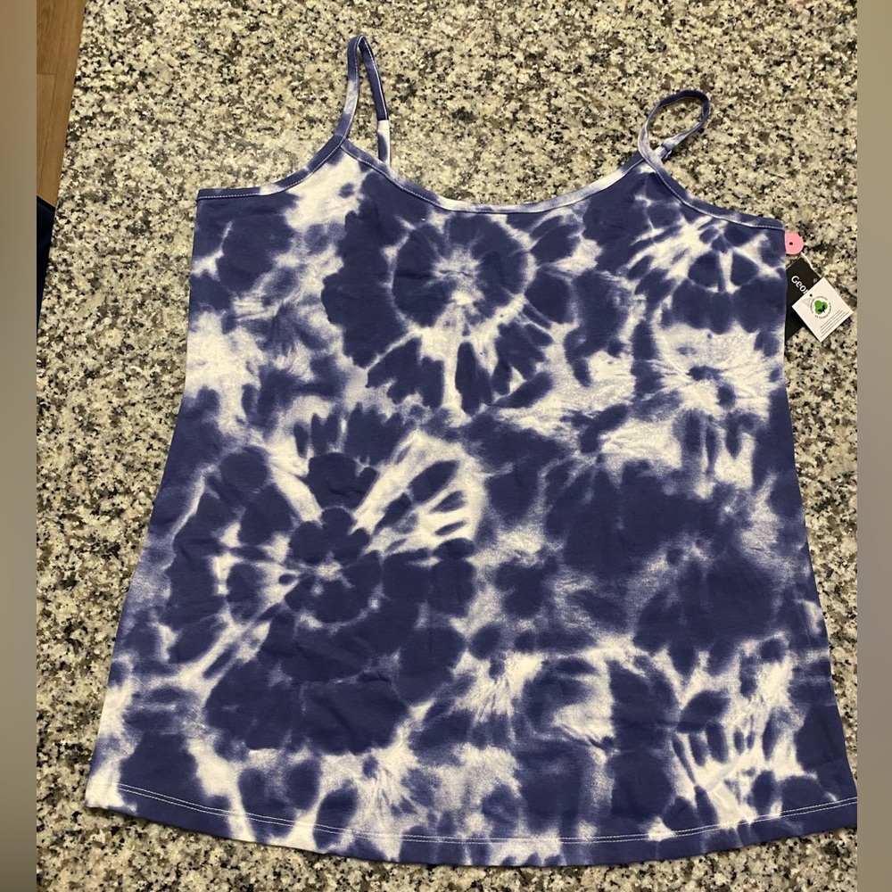 BLUE TIE DYE PLUS SIZE TANK TOP